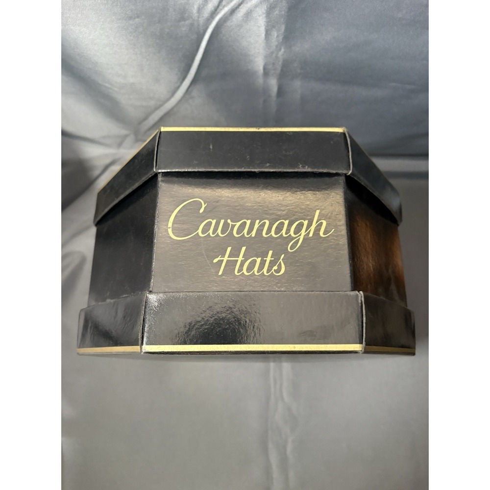 Vintage Cavanagh Hats Octagonal Hat Box Black Gold Crest 1950s Mid Century Prop